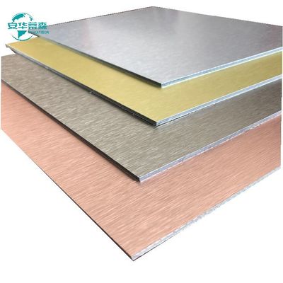Revestimento de alumínio exterior de alta brilho ACP escovado 2440 mm comprimento 1220 mm largura
